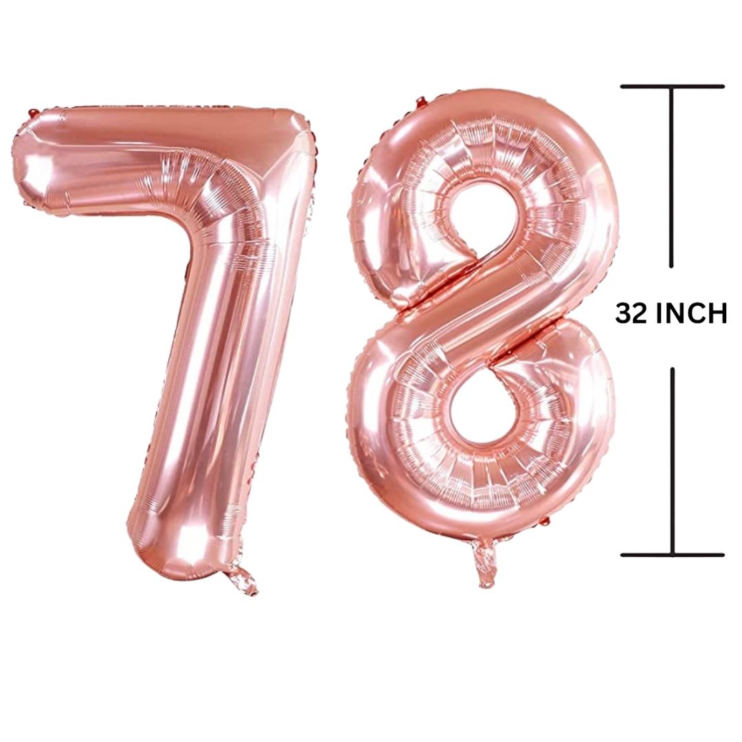 32 Inches ROSE GOLD Number Balloon Air or Helium Compactable Balloon for Party Decoration, Birthday, Anniversary