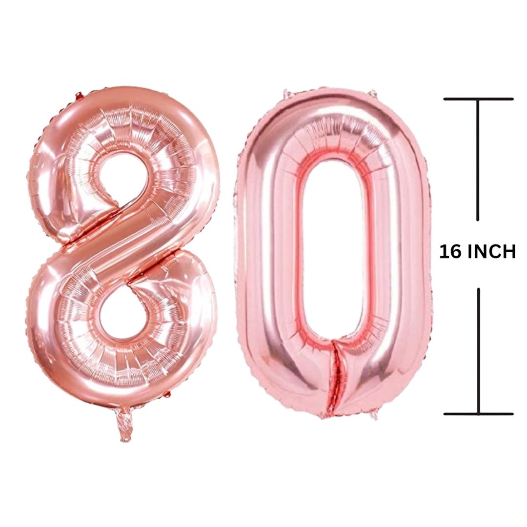 16 Inches ROSE GOLD Number Balloon Air or Helium Compactable Balloon for Party Decoration, Birthday, Anniversary