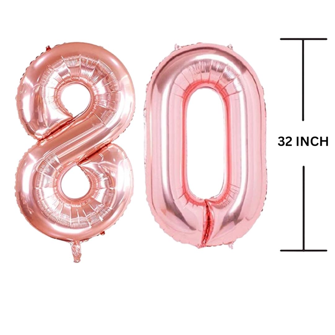 32 Inches ROSE GOLD Number Balloon Air or Helium Compactable Balloon for Party Decoration, Birthday, Anniversary