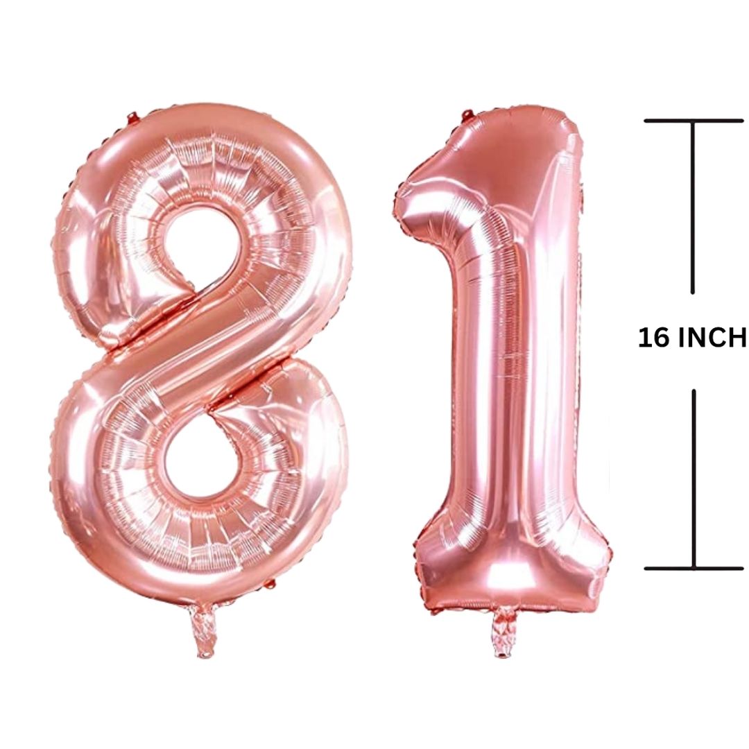 16 Inches ROSE GOLD Number Balloon Air or Helium Compactable Balloon for Party Decoration, Birthday, Anniversary