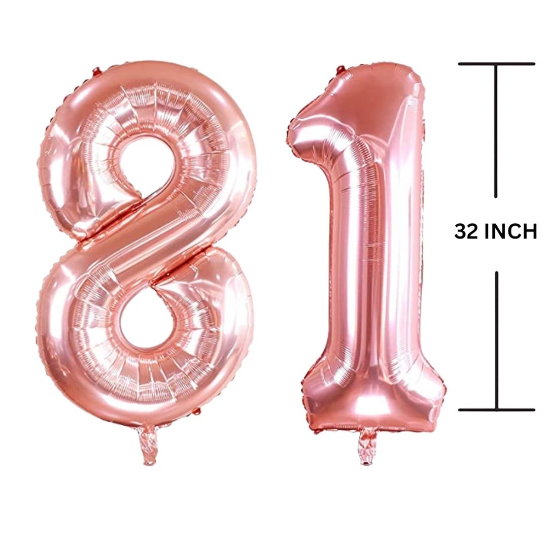 32 Inches ROSE GOLD Number Balloon Air or Helium Compactable Balloon for Party Decoration, Birthday, Anniversary