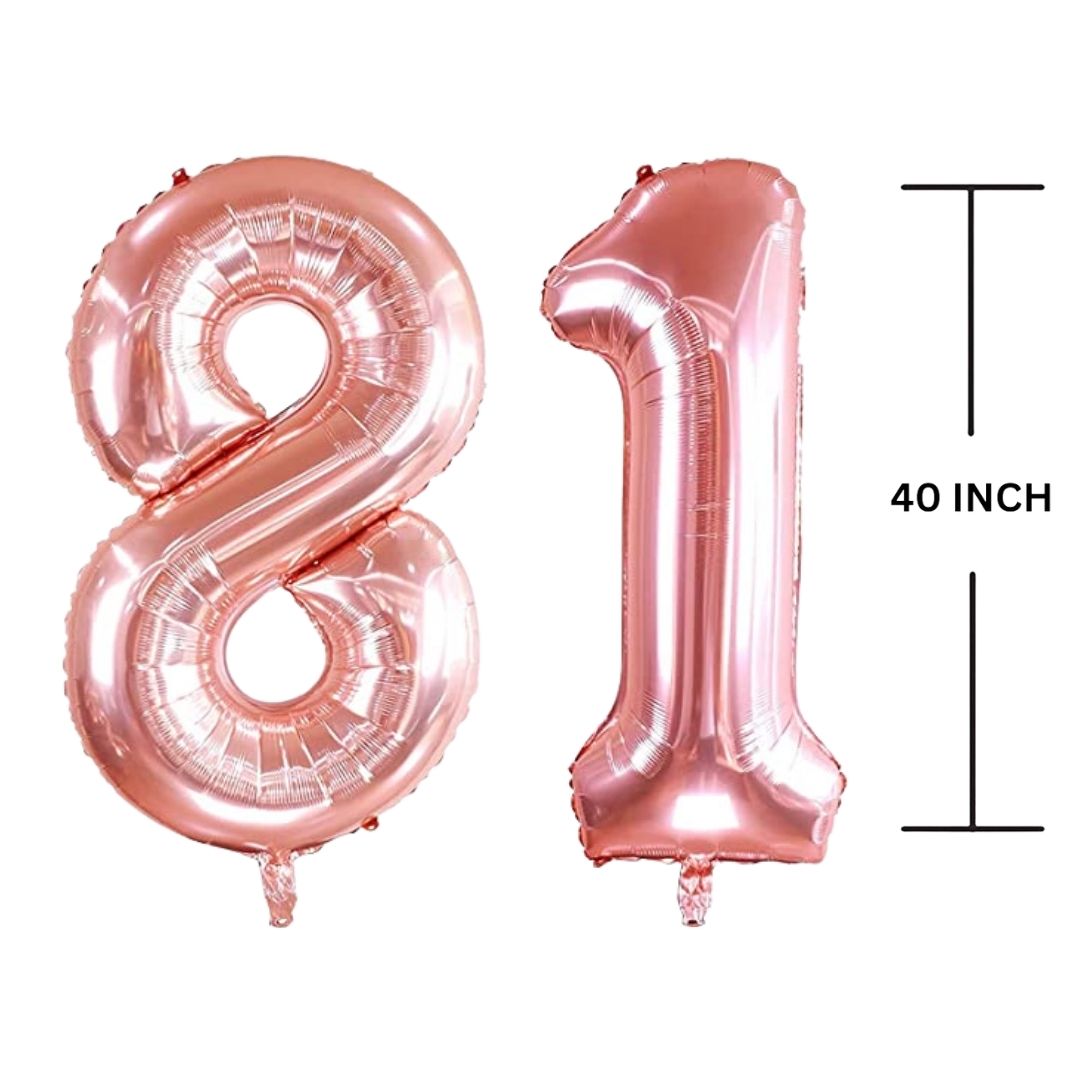 40 Inches ROSE GOLD Number Balloon Air or Helium Compactable Balloon for Party Decoration, Birthday, Anniversary