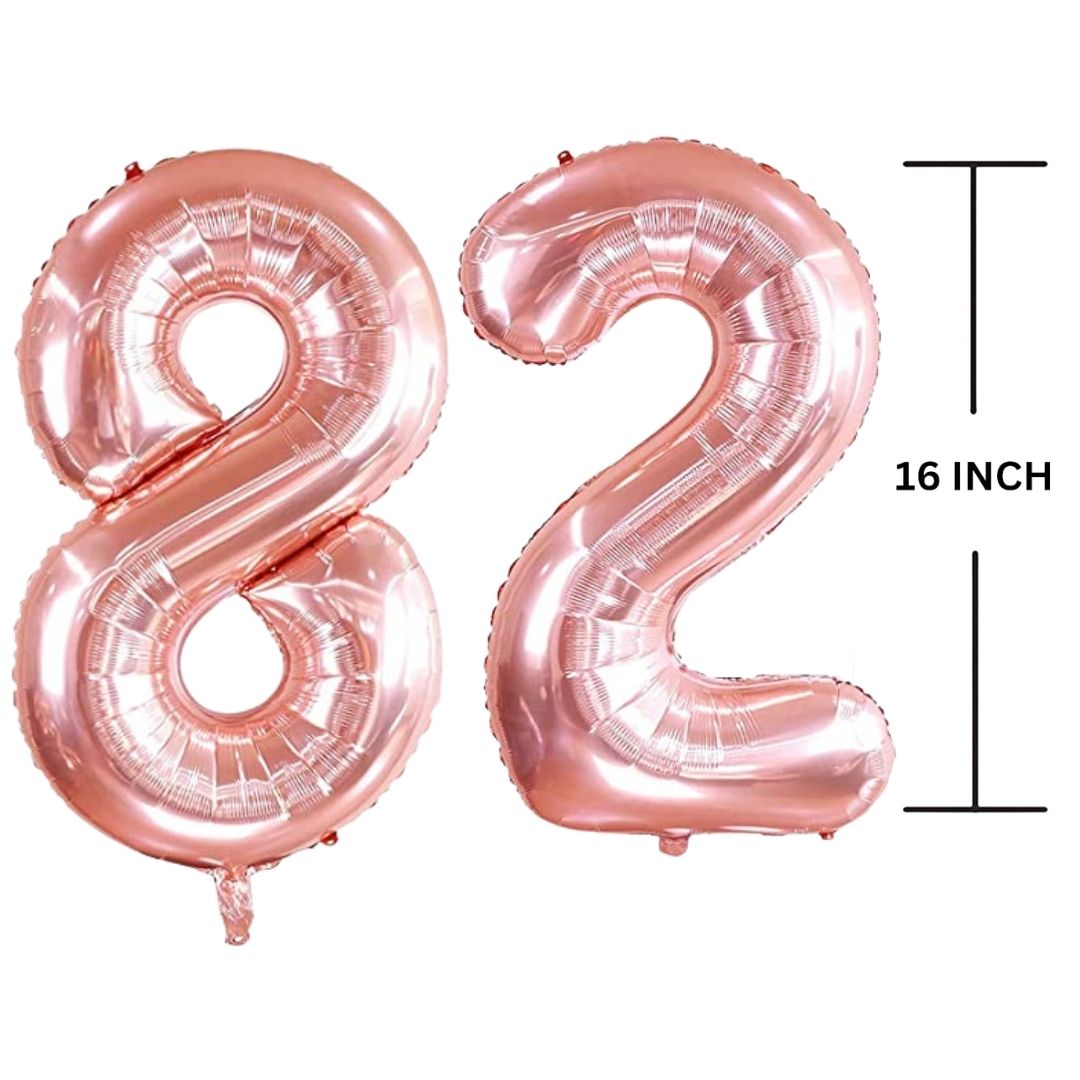 16 Inches ROSE GOLD Number Balloon Air or Helium Compactable Balloon for Party Decoration, Birthday, Anniversary