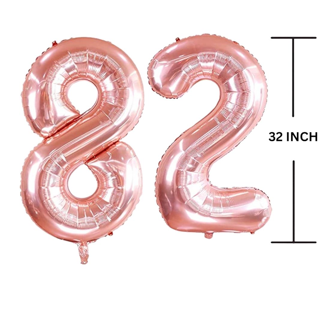 32 Inches ROSE GOLD Number Balloon Air or Helium Compactable Balloon for Party Decoration, Birthday, Anniversary