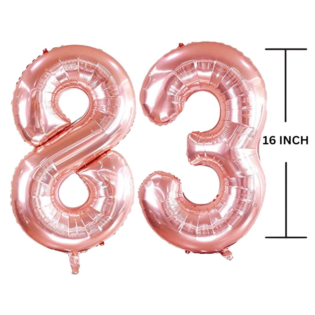 16 Inches ROSE GOLD Number Balloon Air or Helium Compactable Balloon for Party Decoration, Birthday, Anniversary