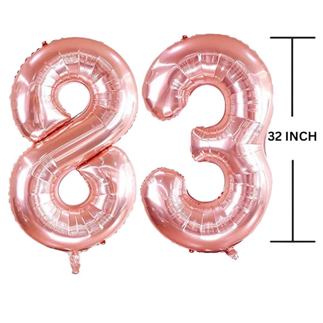 32 Inches ROSE GOLD Number Balloon Air or Helium Compactable Balloon for Party Decoration, Birthday, Anniversary