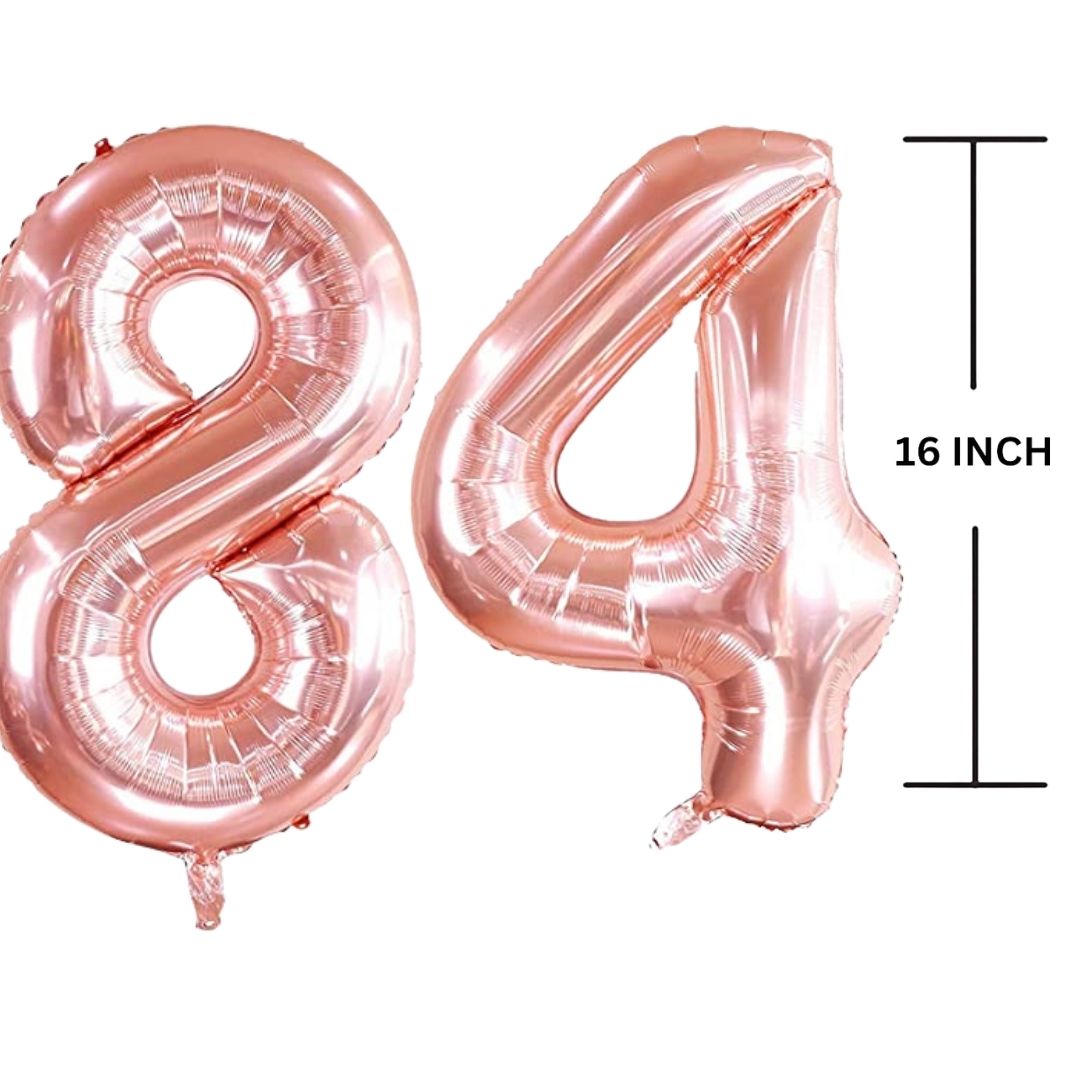 16 Inches ROSE GOLD Number Balloon Air or Helium Compactable Balloon for Party Decoration, Birthday, Anniversary