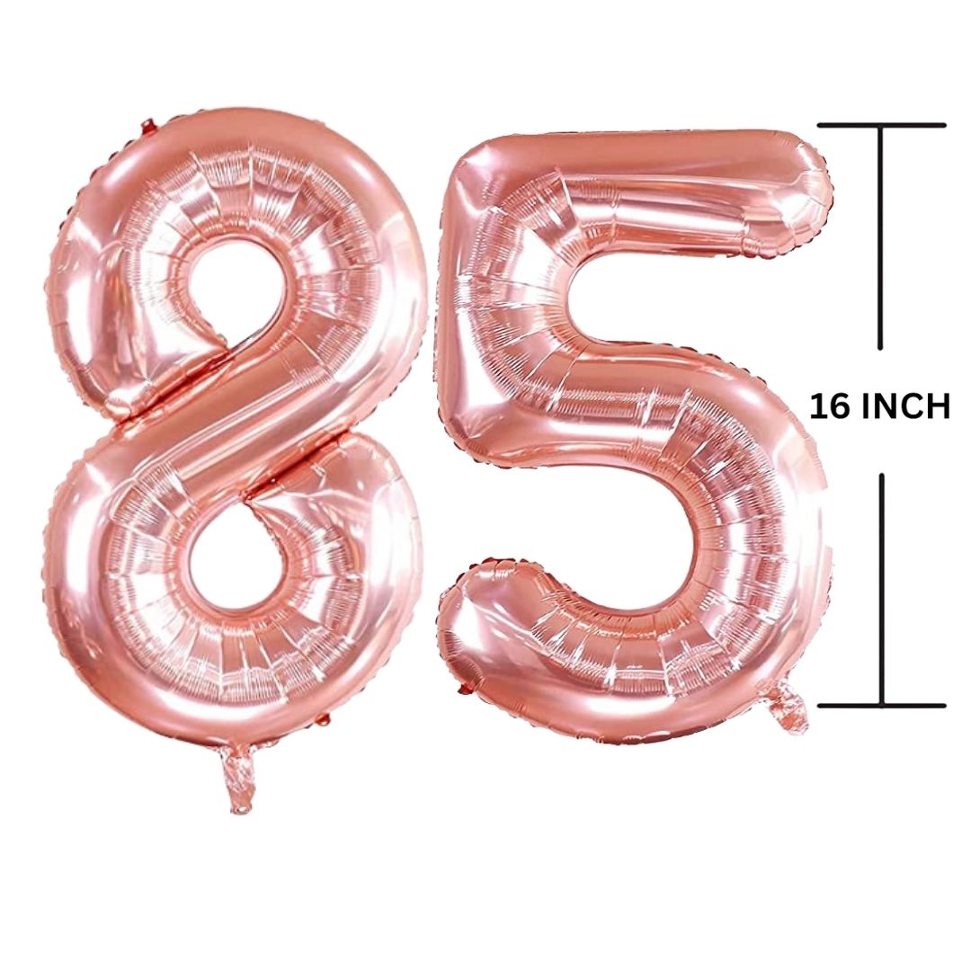 16 Inches ROSE GOLD Number Balloon Air or Helium Compactable Balloon for Party Decoration, Birthday, Anniversary