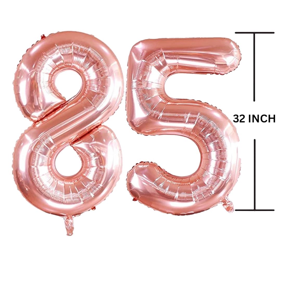 32 Inches ROSE GOLD Number Balloon Air or Helium Compactable Balloon for Party Decoration, Birthday, Anniversary