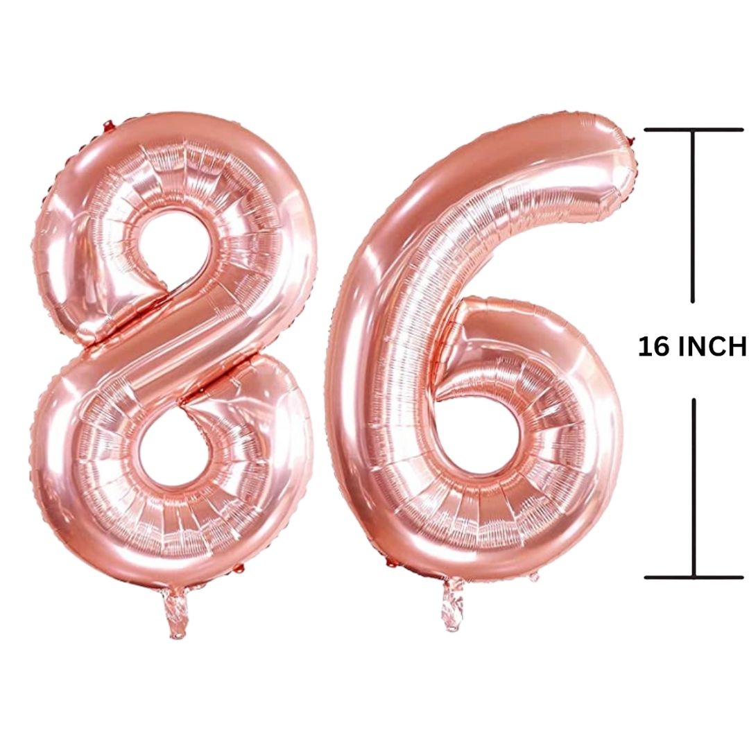 16 Inches ROSE GOLD Number Balloon Air or Helium Compactable Balloon for Party Decoration, Birthday, Anniversary