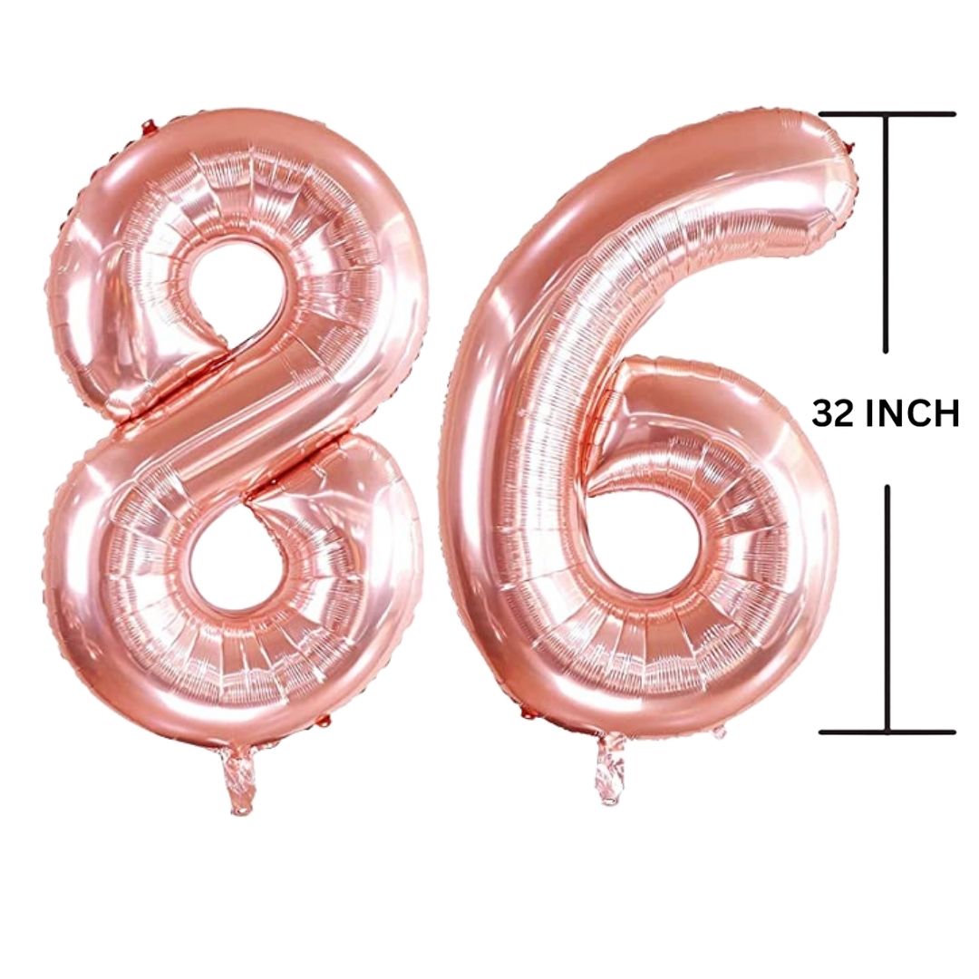 32 Inches ROSE GOLD Number Balloon Air or Helium Compactable Balloon for Party Decoration, Birthday, Anniversary