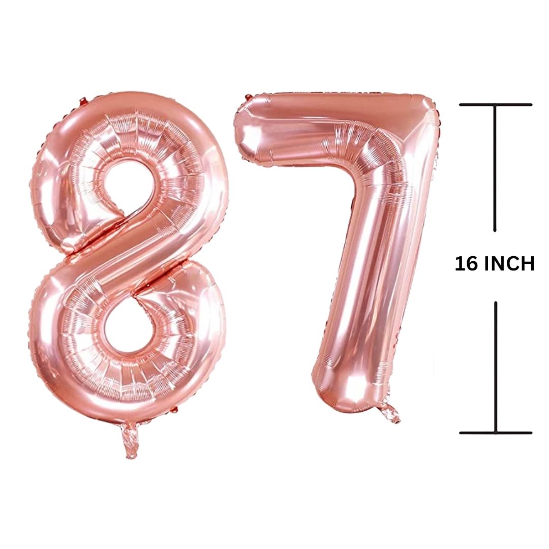 16 Inches ROSE GOLD Number Balloon Air or Helium Compactable Balloon for Party Decoration, Birthday, Anniversary