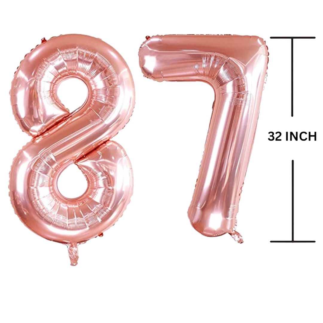 32 Inches ROSE GOLD Number Balloon Air or Helium Compactable Balloon for Party Decoration, Birthday, Anniversary