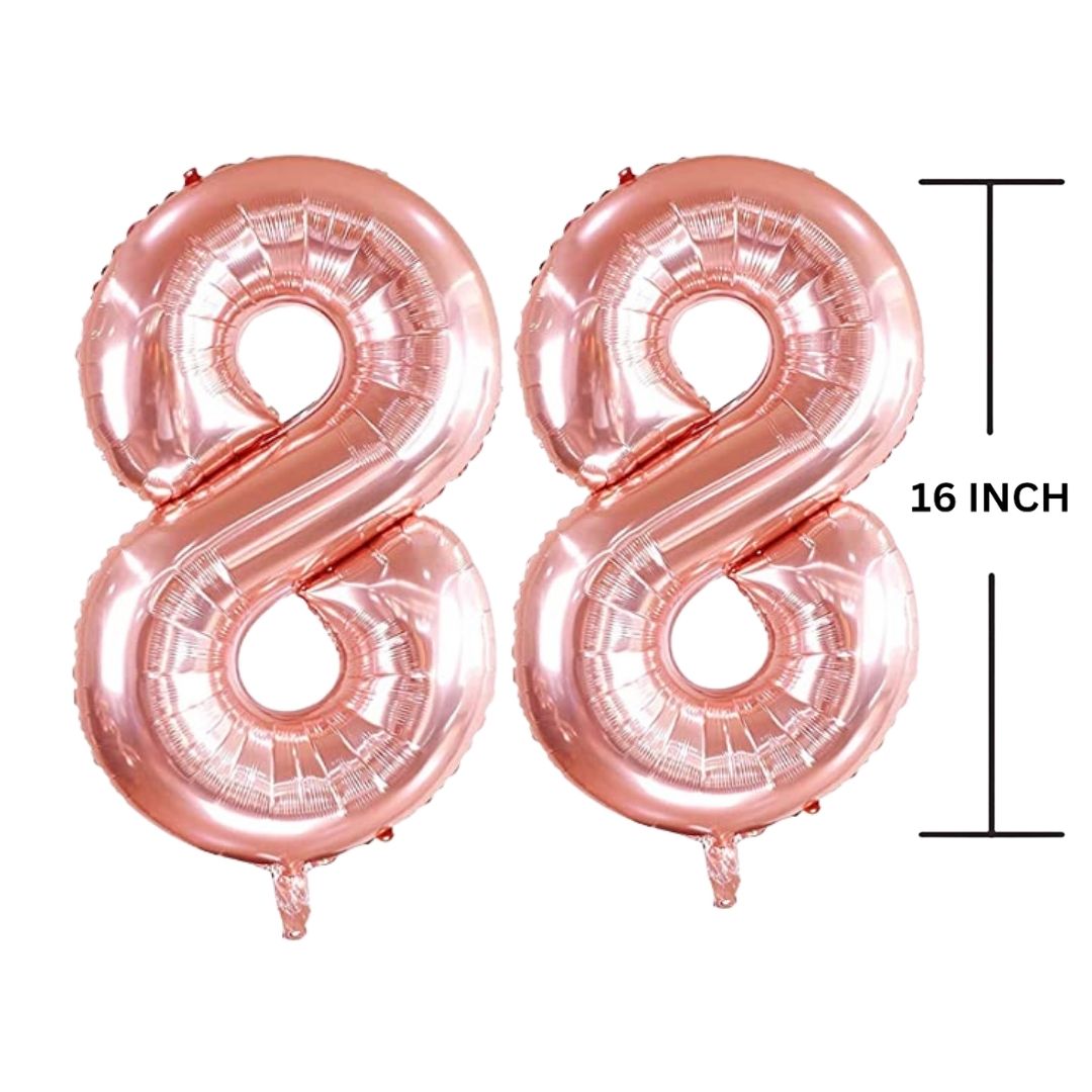 16 Inches ROSE GOLD Number Balloon Air or Helium Compactable Balloon for Party Decoration, Birthday, Anniversary