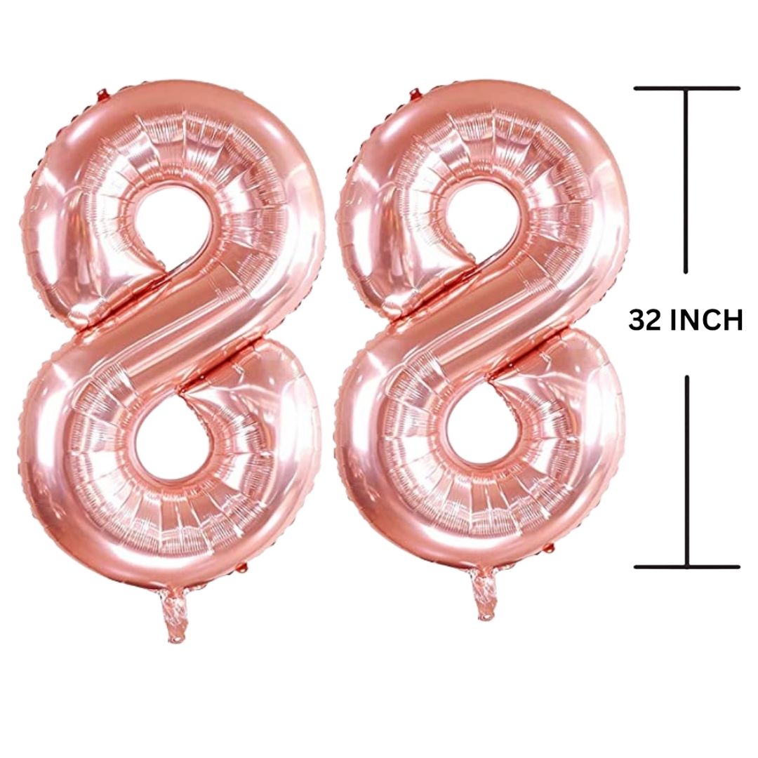 32 Inches ROSE GOLD Number Balloon Air or Helium Compactable Balloon for Party Decoration, Birthday, Anniversary