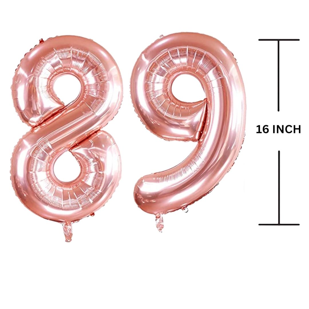 16 Inches ROSE GOLD Number Balloon Air or Helium Compactable Balloon for Party Decoration, Birthday, Anniversary