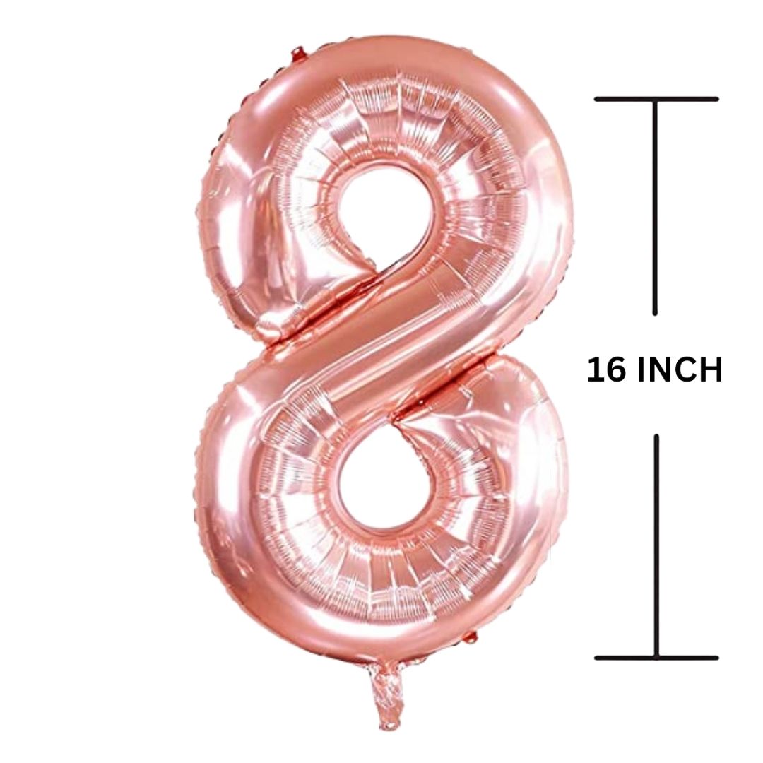 16 Inches ROSE GOLD Number Balloon Air or Helium Compactable Balloon for Party Decoration, Birthday, Anniversary