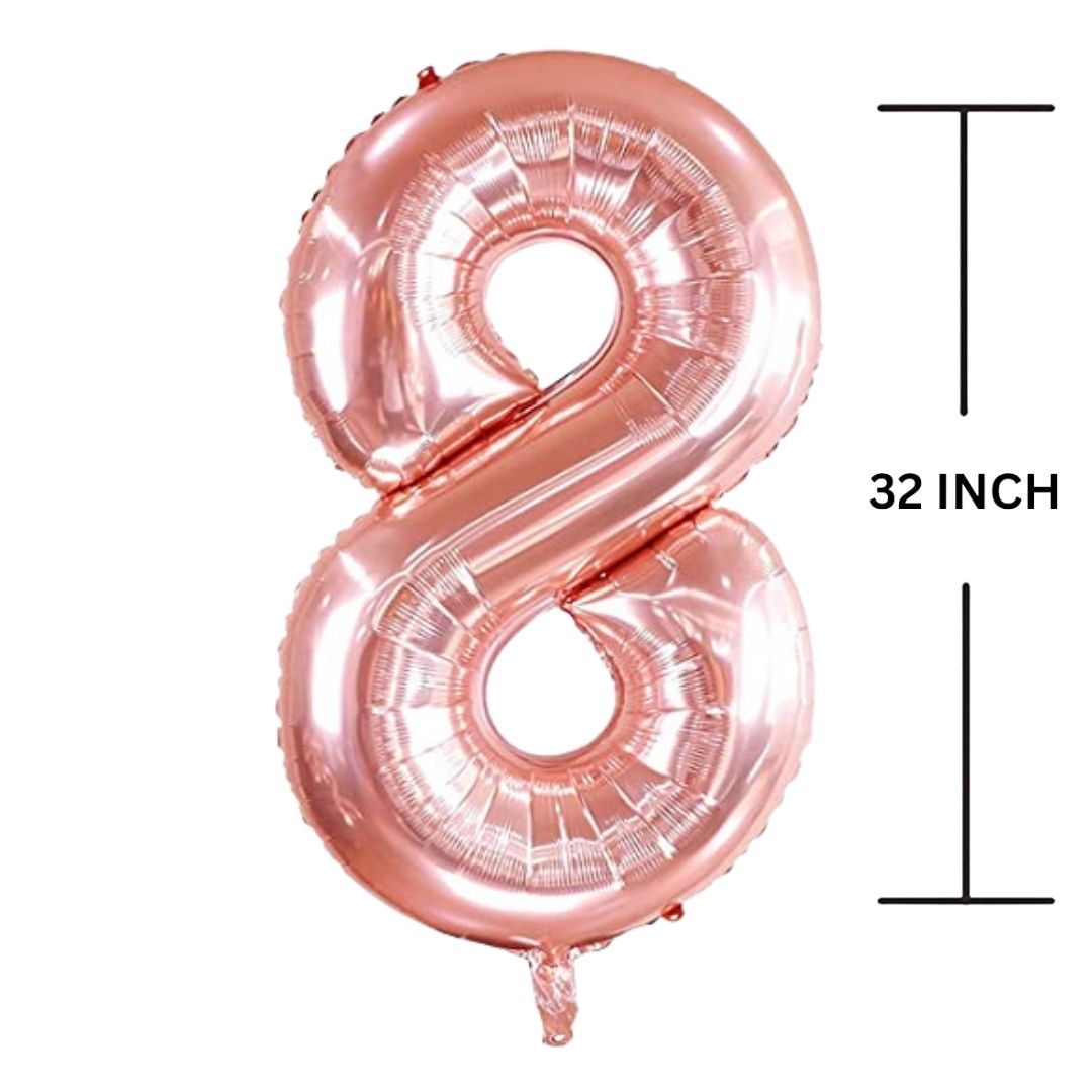 32 Inches ROSE GOLD Number Balloon Air or Helium Compactable Balloon for Party Decoration, Birthday, Anniversary