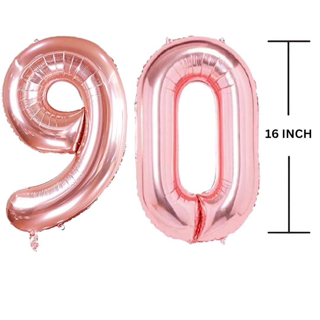 16 Inches ROSE GOLD Number Balloon Air or Helium Compactable Balloon for Party Decoration, Birthday, Anniversary