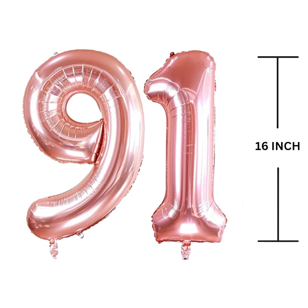 16 Inches ROSE GOLD Number Balloon Air or Helium Compactable Balloon for Party Decoration, Birthday, Anniversary