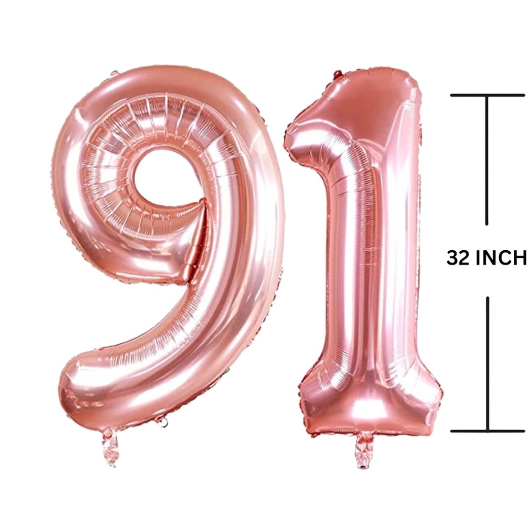 32 Inches ROSE GOLD Number Balloon Air or Helium Compactable Balloon for Party Decoration, Birthday, Anniversary