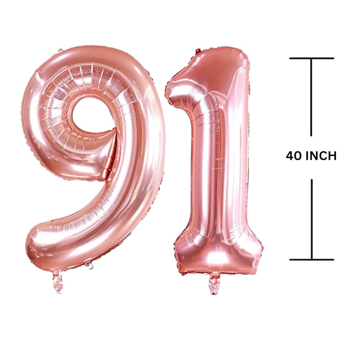 40 Inches ROSE GOLD Number Balloon Air or Helium Compactable Balloon for Party Decoration, Birthday, Anniversary