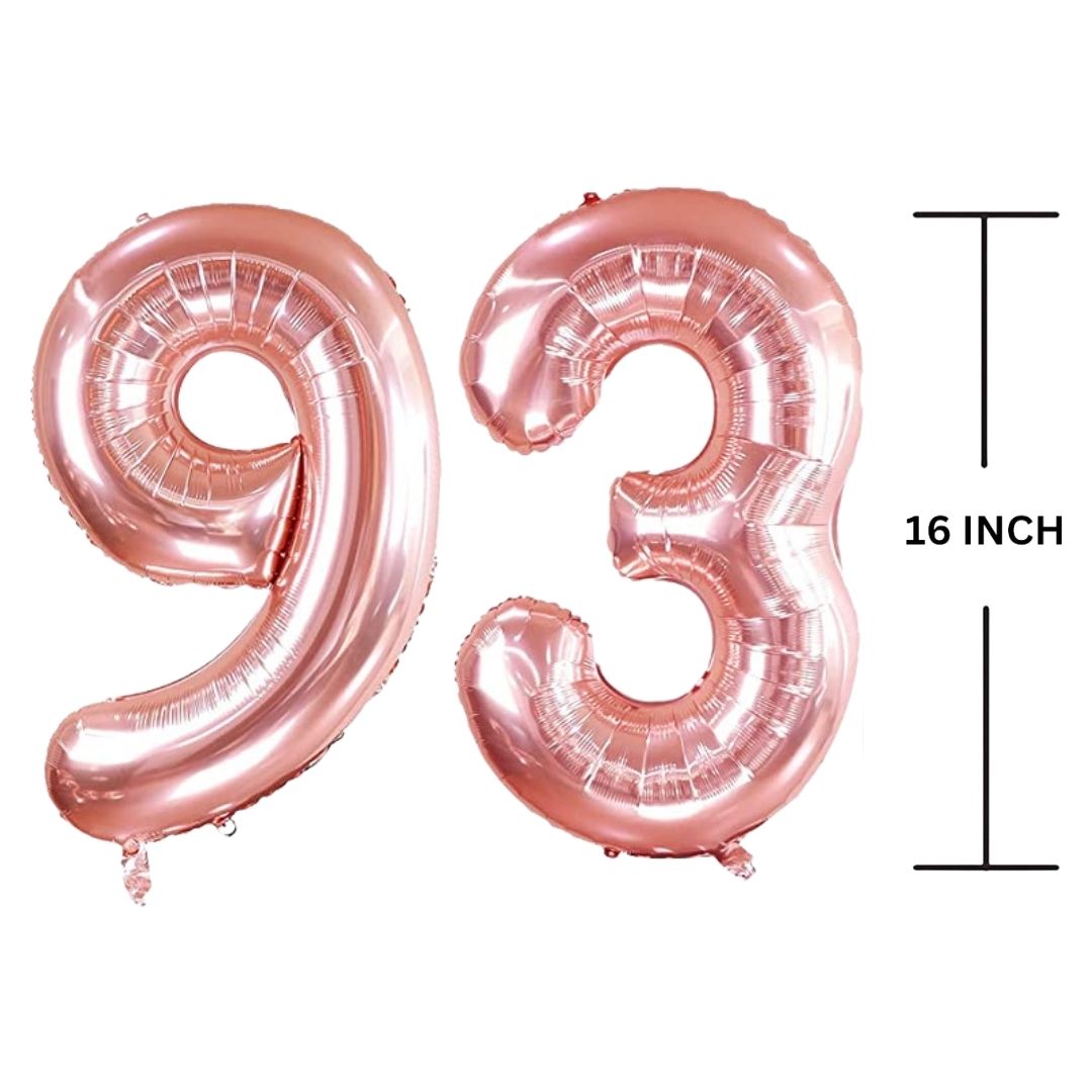 16 Inches ROSE GOLD Number Balloon Air or Helium Compactable Balloon for Party Decoration, Birthday, Anniversary