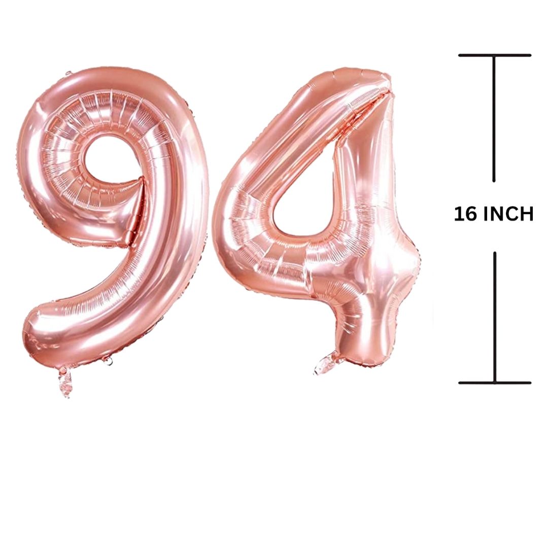 16 Inches ROSE GOLD Number Balloon Air or Helium Compactable Balloon for Party Decoration, Birthday, Anniversary