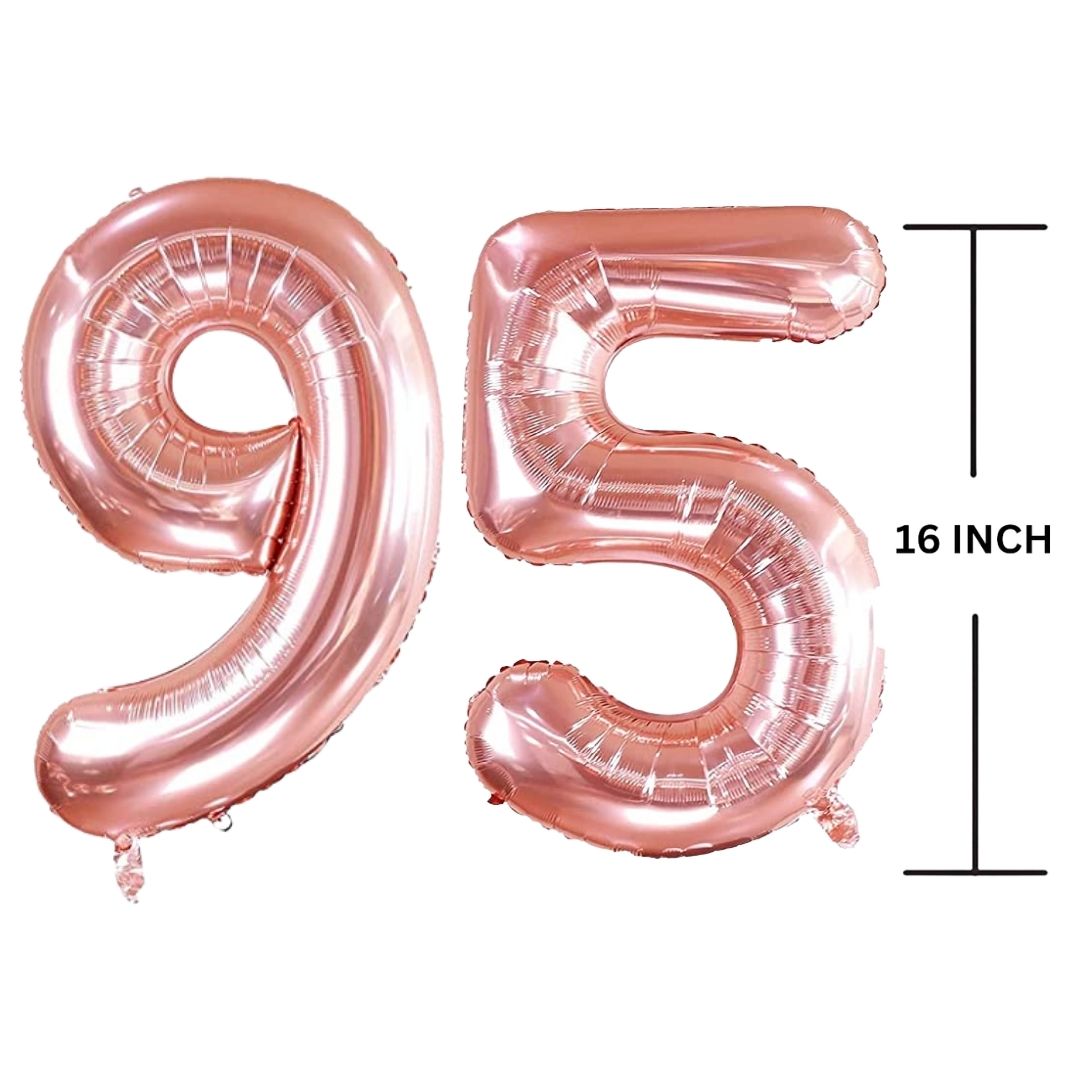 16 Inches ROSE GOLD Number Balloon Air or Helium Compactable Balloon for Party Decoration, Birthday, Anniversary