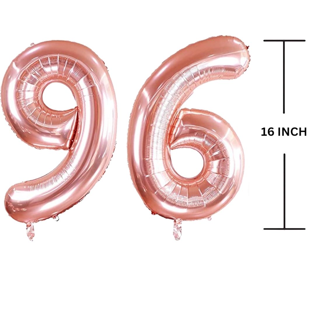 16 Inches ROSE GOLD Number Balloon Air or Helium Compactable Balloon for Party Decoration, Birthday, Anniversary