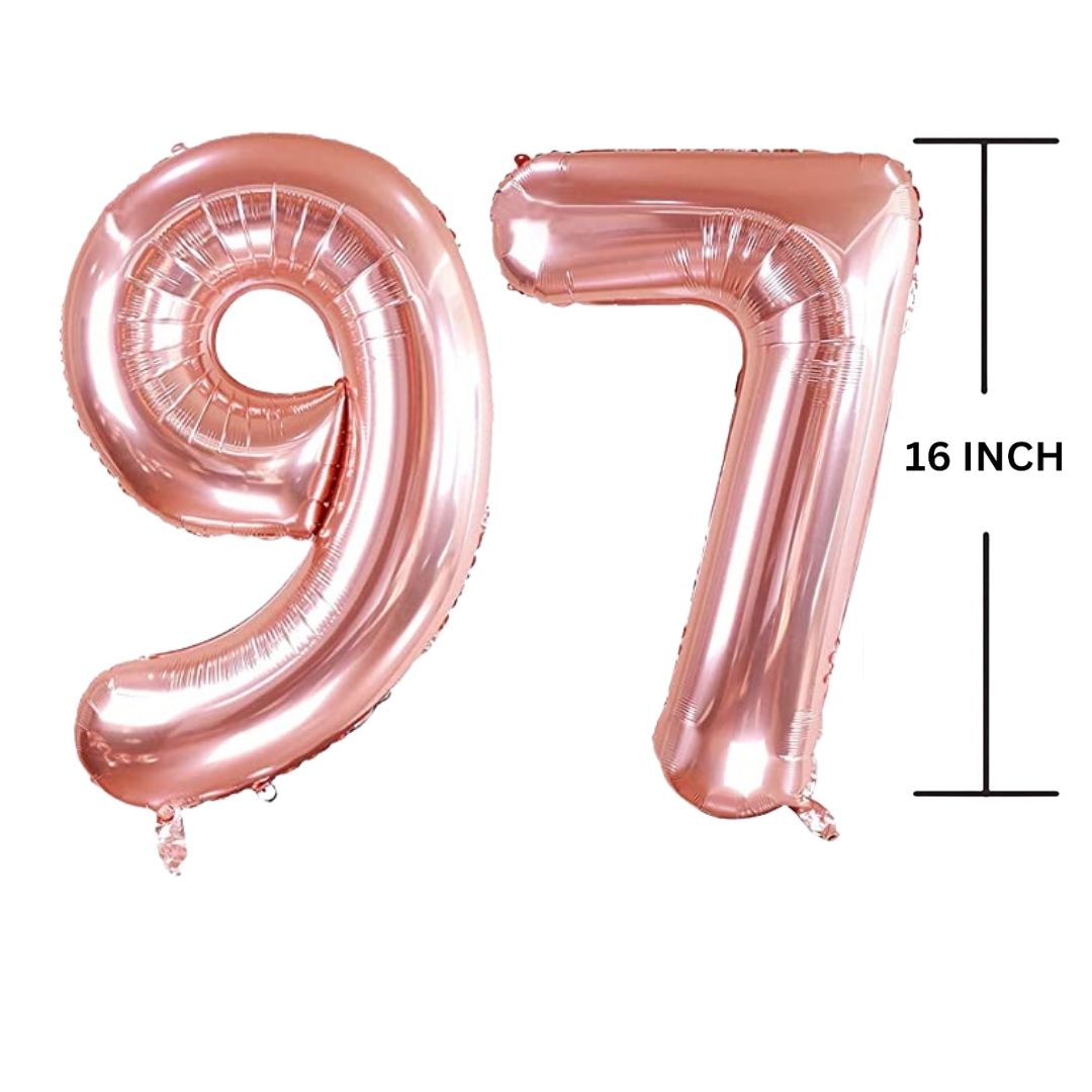 16 Inches ROSE GOLD Number Balloon Air or Helium Compactable Balloon for Party Decoration, Birthday, Anniversary