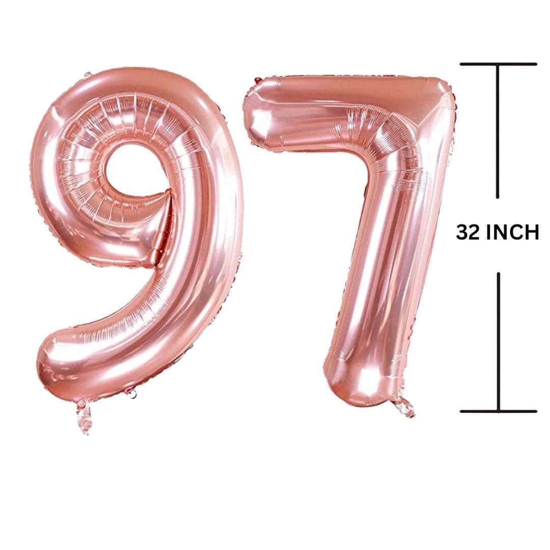 32 Inches ROSE GOLD Number Balloon Air or Helium Compactable Balloon for Party Decoration, Birthday, Anniversary