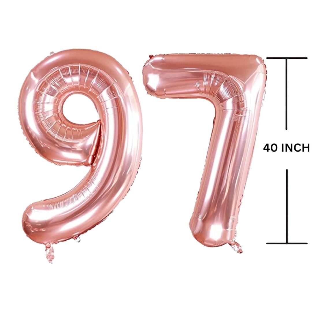 40 Inches ROSE GOLD Number Balloon Air or Helium Compactable Balloon for Party Decoration, Birthday, Anniversary