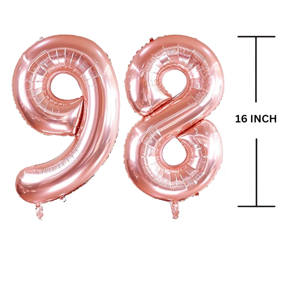 16 Inches ROSE GOLD Number Balloon Air or Helium Compactable Balloon for Party Decoration, Birthday, Anniversary