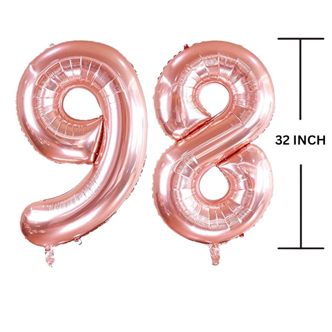 32 Inches ROSE GOLD Number Balloon Air or Helium Compactable Balloon for Party Decoration, Birthday, Anniversary