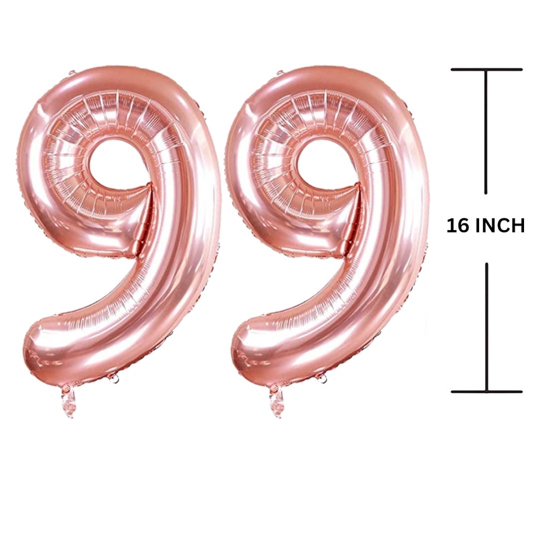 16 Inches ROSE GOLD Number Balloon Air or Helium Compactable Balloon for Party Decoration, Birthday, Anniversary