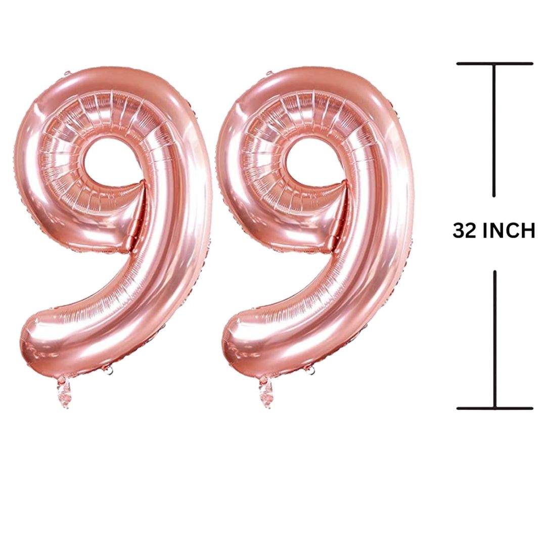 32 Inches ROSE GOLD Number Balloon Air or Helium Compactable Balloon for Party Decoration, Birthday, Anniversary