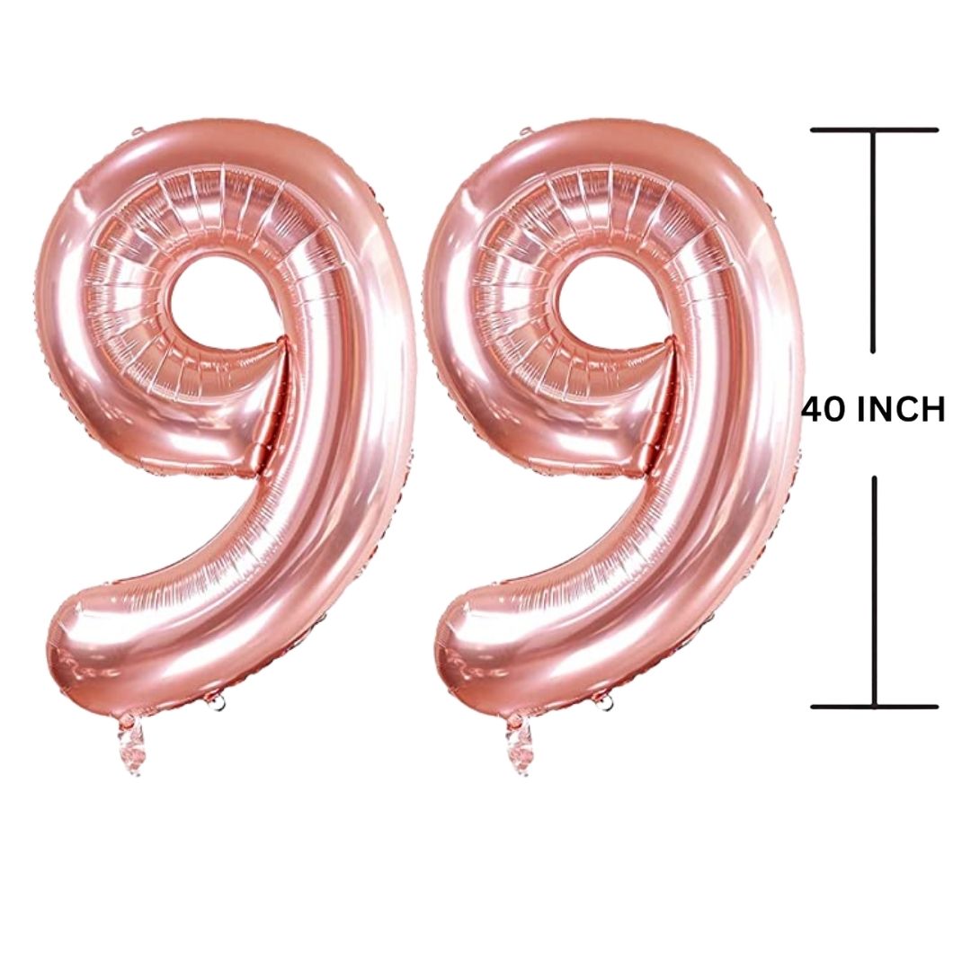 40 Inches ROSE GOLD Number Balloon Air or Helium Compactable Balloon for Party Decoration, Birthday, Anniversary