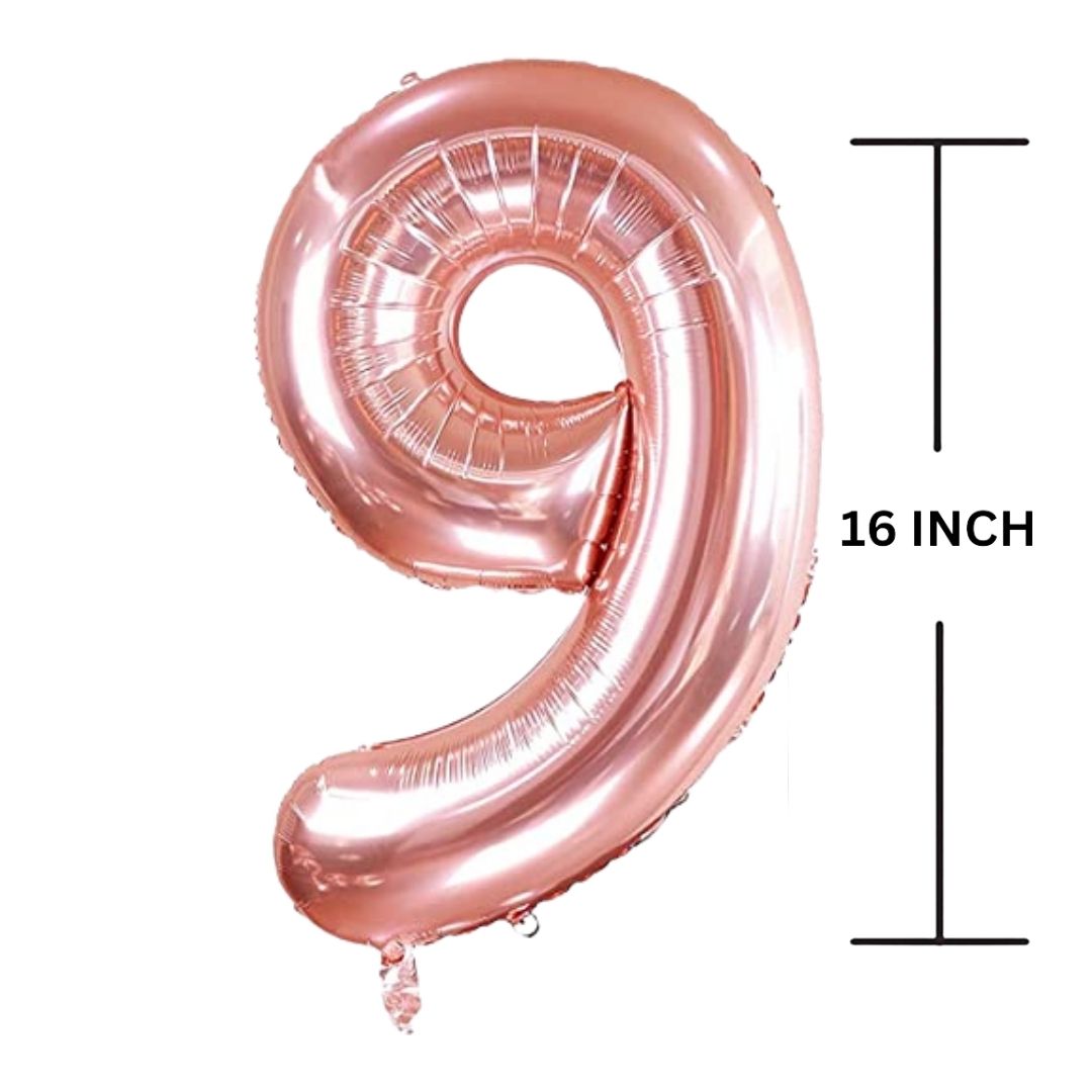 16 Inches ROSE GOLD Number Balloon Air or Helium Compactable Balloon for Party Decoration, Birthday, Anniversary