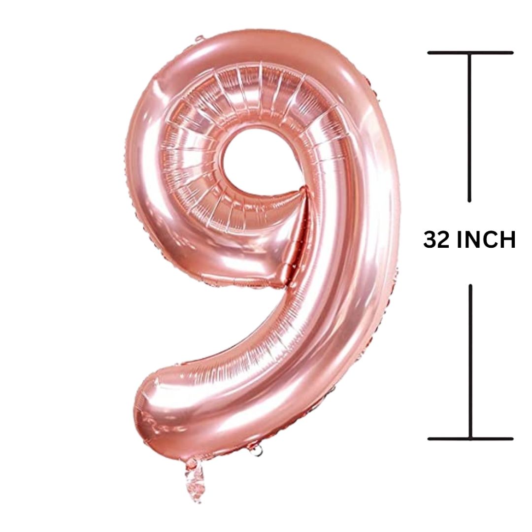 32 Inches ROSE GOLD Number Balloon Air or Helium Compactable Balloon for Party Decoration, Birthday, Anniversary