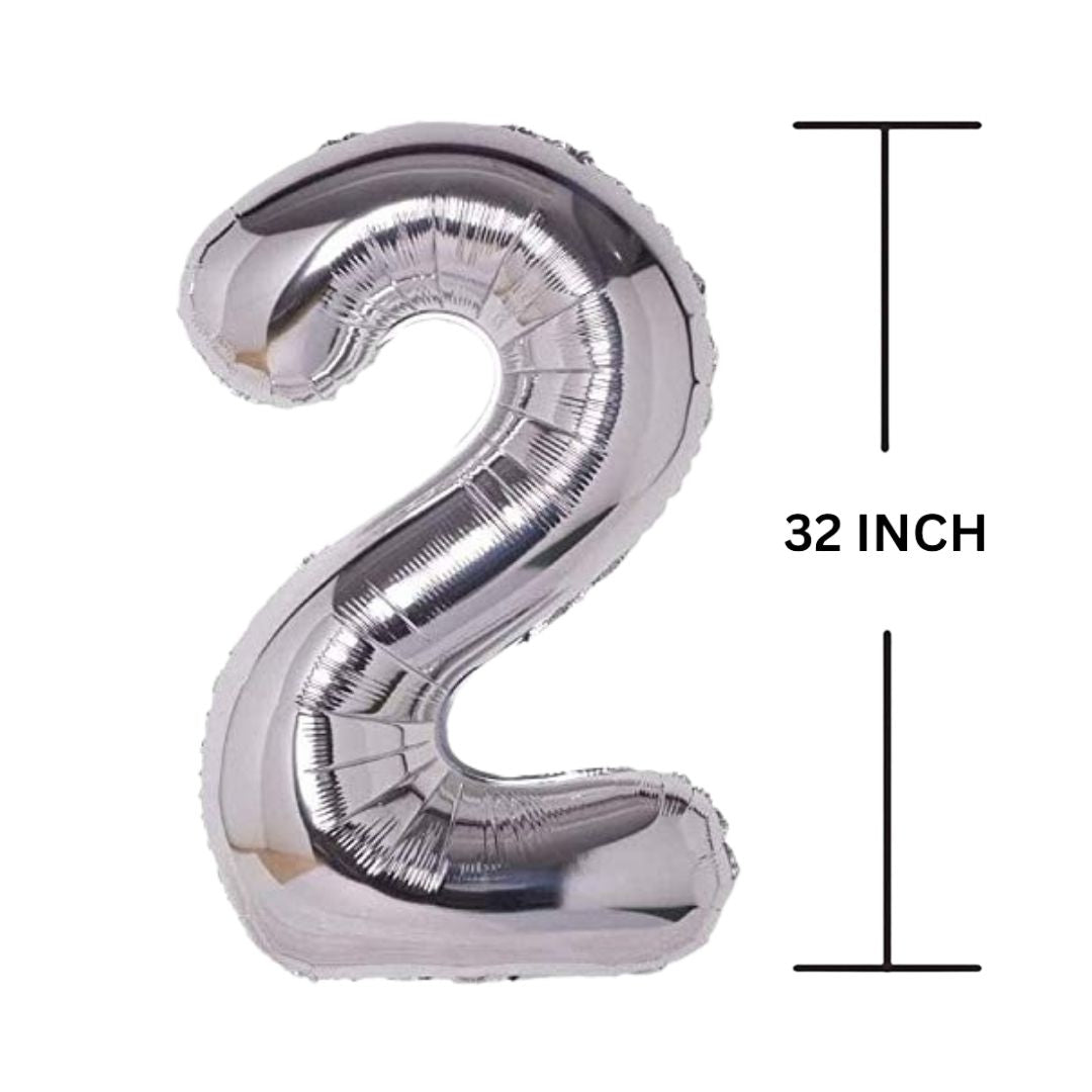 32 Inches SILVER Number Balloon Air or Helium Compactable Balloon for Party Decoration, Birthday, Anniversary