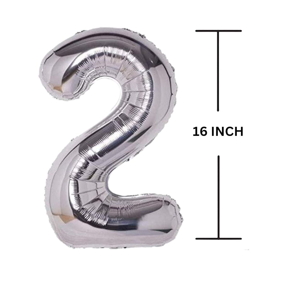 16 Inches SILVER Number Balloon Air or Helium Compactable Balloon for Party Decoration, Birthday, Anniversary