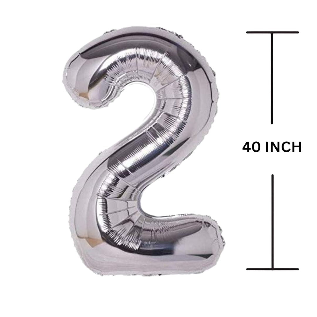 40 Inches SILVER Number Balloon Air or Helium Compactable Balloon for Party Decoration, Birthday, Anniversary