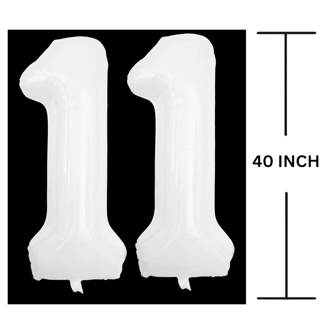 40 Inches WHITE Number Balloon Air or Helium Compactable Balloon for Party Decoration, Birthday, Anniversary