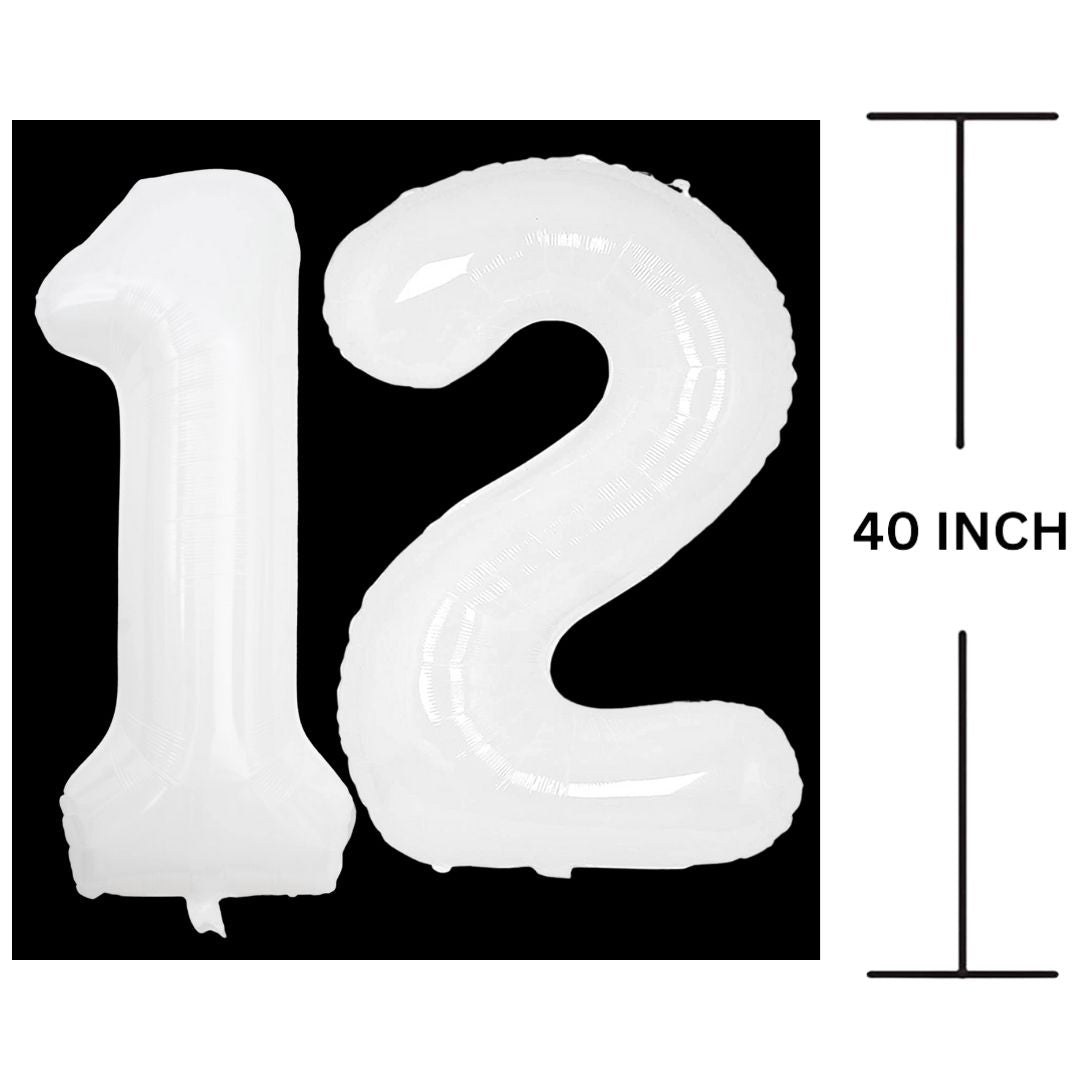 40 Inches WHITE Number Balloon Air or Helium Compactable Balloon for Party Decoration, Birthday, Anniversary