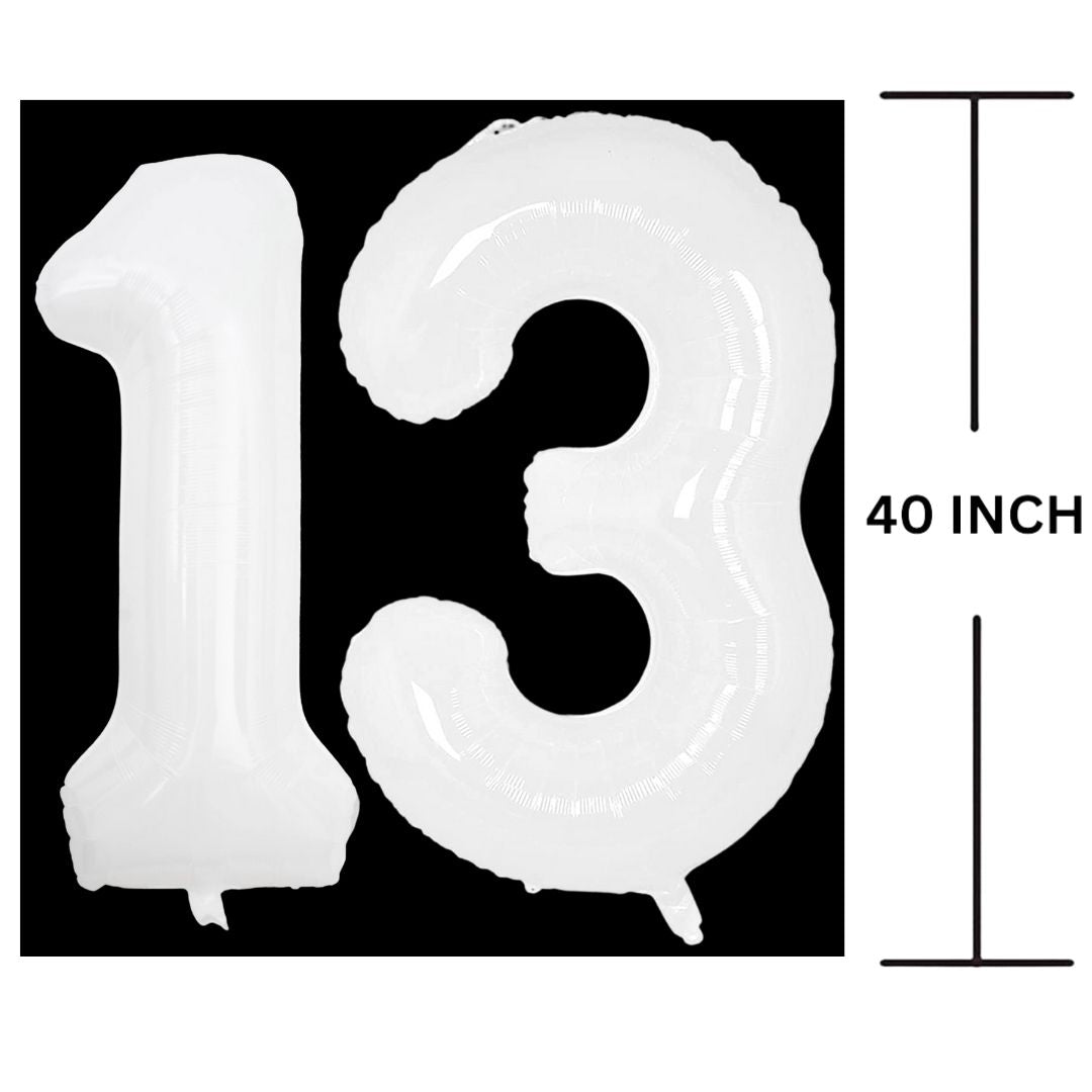 40 Inches WHITE Number Balloon Air or Helium Compactable Balloon for Party Decoration, Birthday, Anniversary