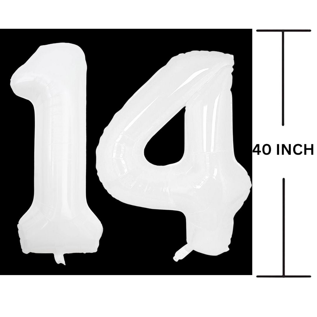 40 Inches WHITE Number Balloon Air or Helium Compactable Balloon for Party Decoration, Birthday, Anniversary