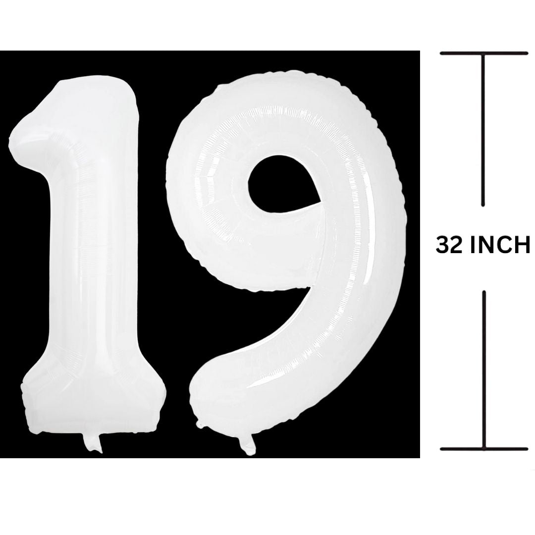 32 Inches WHITE Number Balloon Air or Helium Compactable Balloon for Party Decoration, Birthday, Anniversary