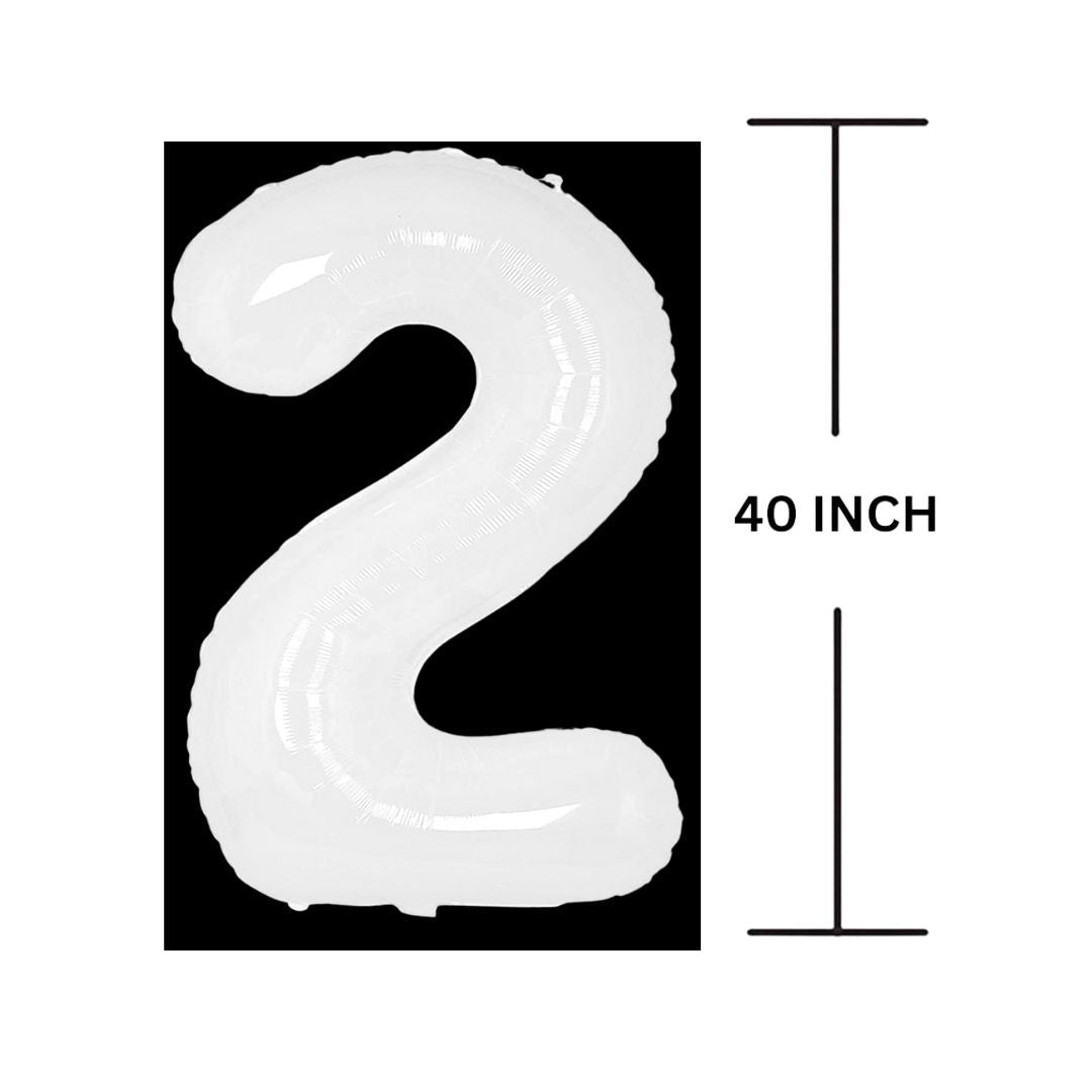 40 Inches WHITE Number Balloon Air or Helium Compactable Balloon for Party Decoration, Birthday, Anniversary