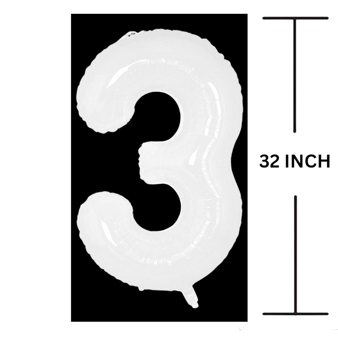 32 Inches WHITE Number Balloon Air or Helium Compactable Balloon for Party Decoration, Birthday, Anniversary